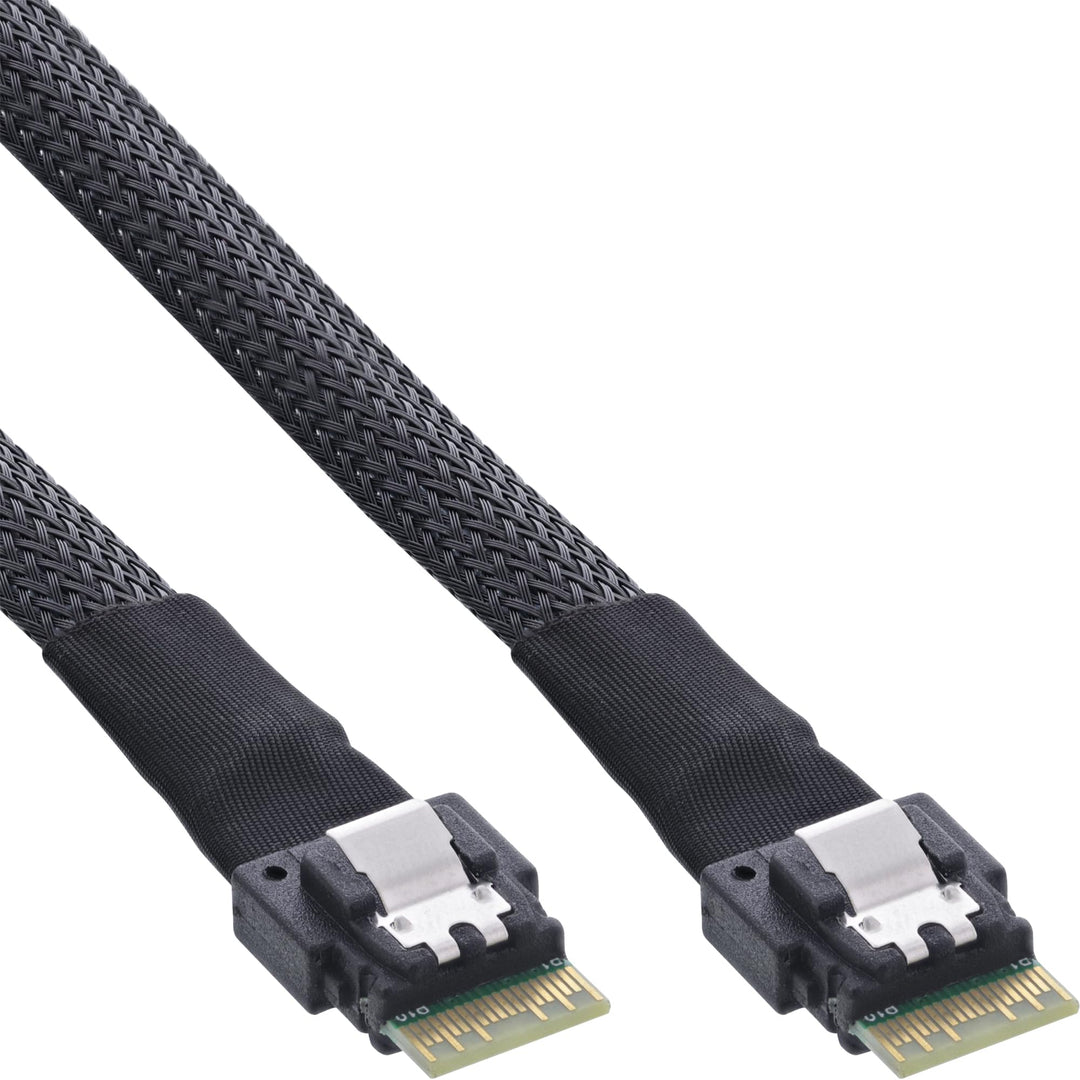 InLine Slim SAS Kabel, SFF-8654 4i zu SFF-8654 4i, internes High-Speed Verbindungskabel für RAID Con