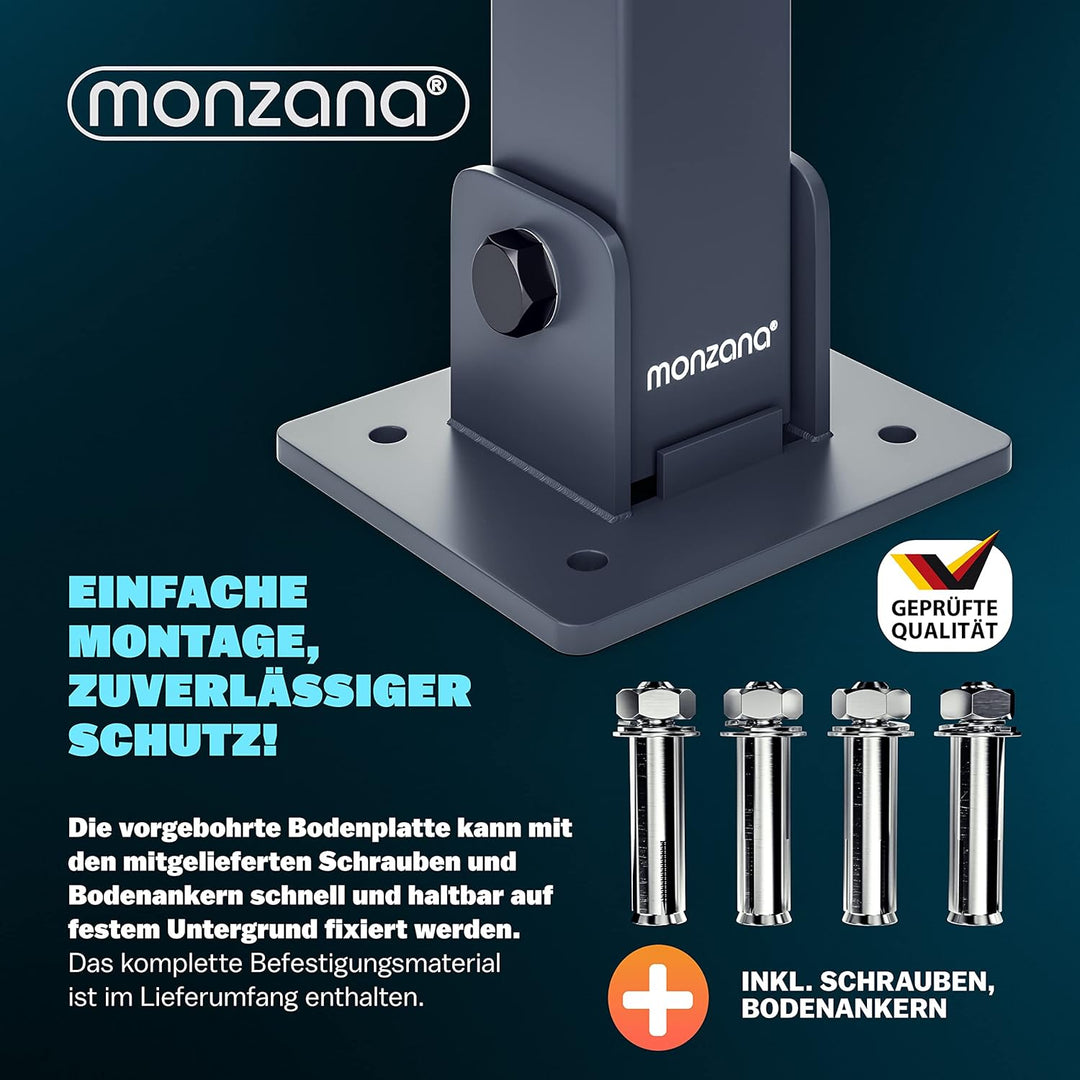 DEUBA® 2x Parkpfosten Parkplatzsperre 3 Schlüssel Sperrpfosten klappbar Stahl Robust Standfuss Stabi