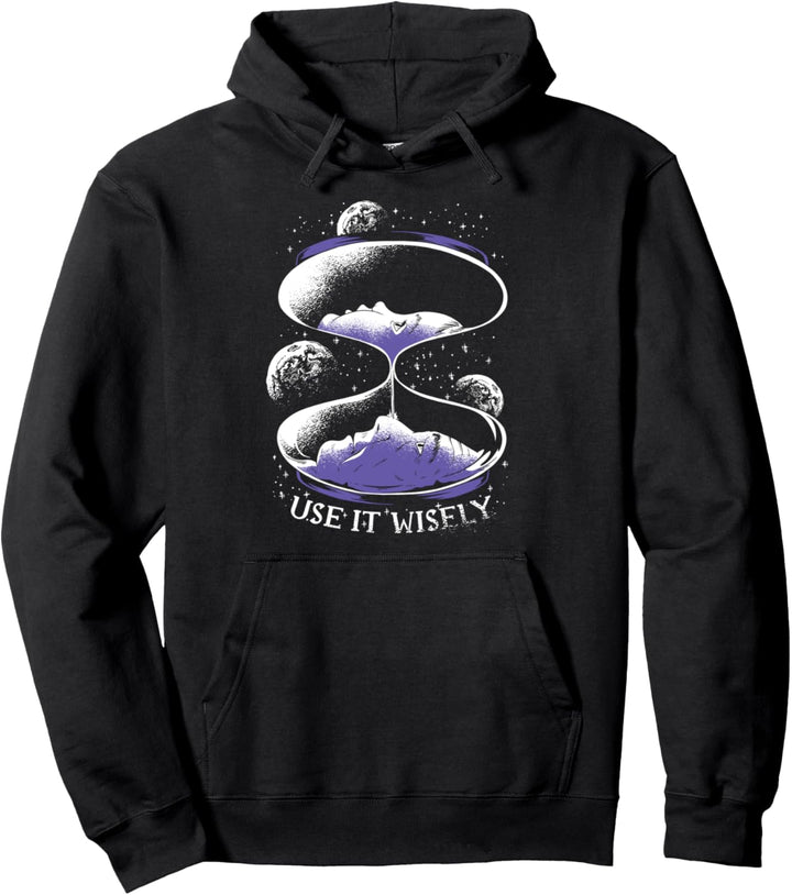 Umweltbewusstsein Design mit einer kosmischen Sanduhr. Pullover Hoodie