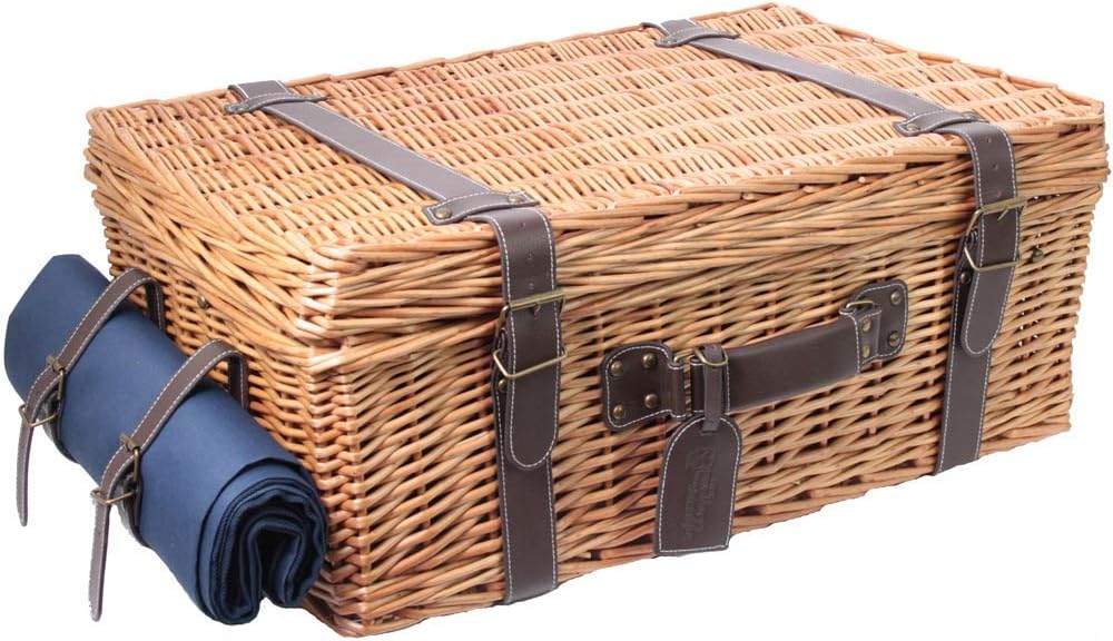 Les Jardins de la Comtesse - Picknick Wicker und Leder Champs-Elysees Blau - Picknickkorb Full / 4 P