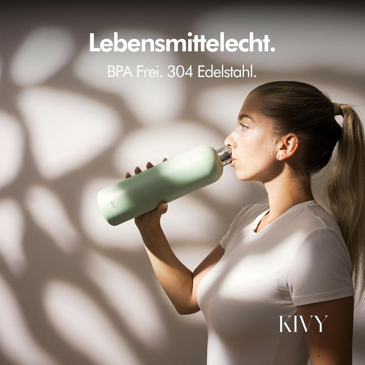 KIVY Isolierte Trinkflasche 1l Edelstahl - Auslaufsichere Thermosflasche 1l - Kohlensäure geeignet -