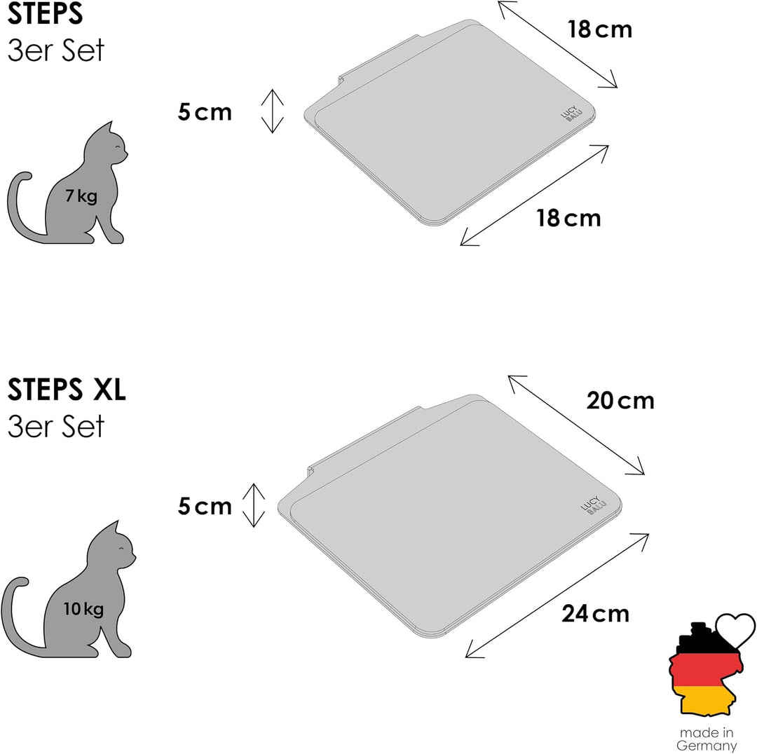 LucyBalu® STEPS Katzentreppe Wand Innen &amp; Aussen 3er Set | Katzen Kletterwand | Wandpark für Katzen