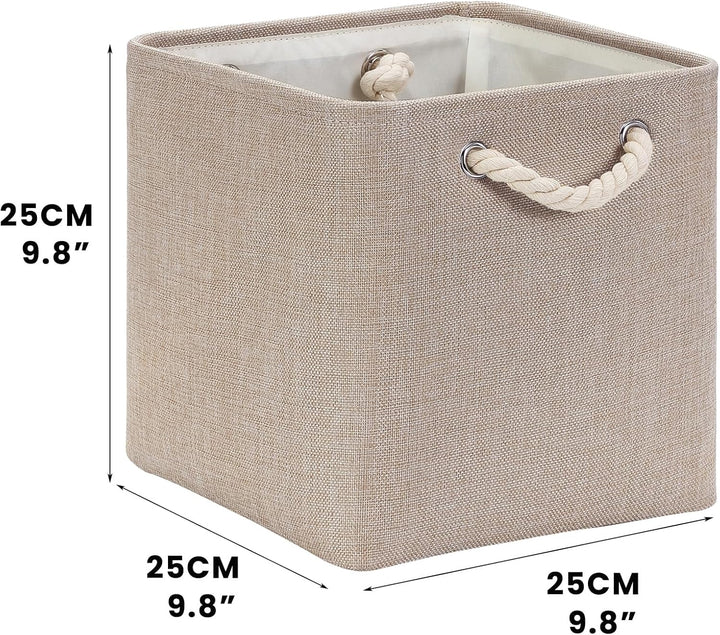 Mangata Aufbewahrungsbox Stoff 25x25x25 cm, aufbewahrungskorb Helles Khaki, Korbe Stoff in Würfel fü