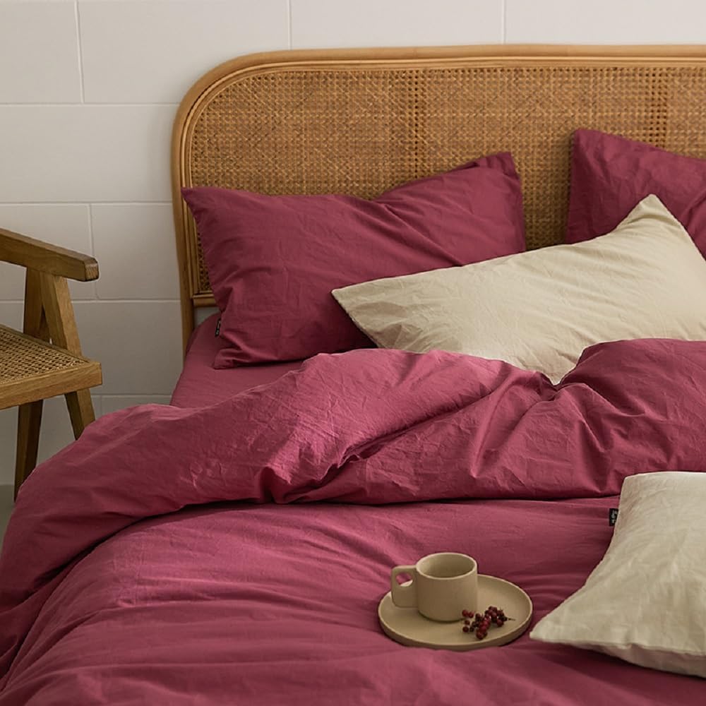 Sedefen Bettwäsche 135x200cm Baumwolle Renforce Altrosa Rosa Uni Unifarben Baumwollbettwäsche Set,Be