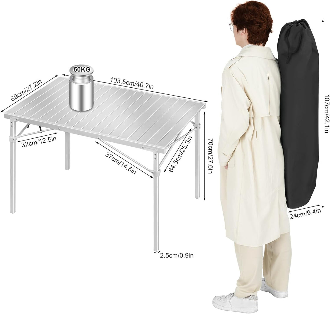 WOLTU Alu Tisch Campingtisch Buffettisch 104x69x70cm(LxBxH) zusammenklappbar und tragbar Reisetisch,