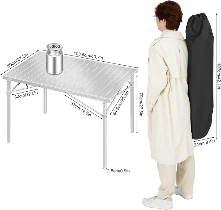 WOLTU Alu Tisch Campingtisch Buffettisch 104x69x70cm(LxBxH) zusammenklappbar und tragbar Reisetisch,