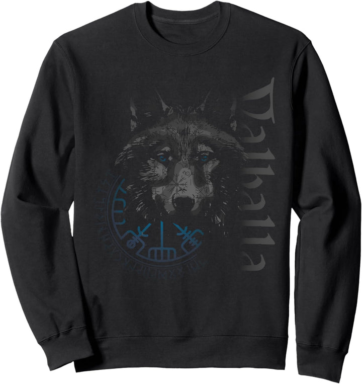 Walhalla Wolf Wölfe Odins Runen Nordischer Kompass Wikinger Sweatshirt