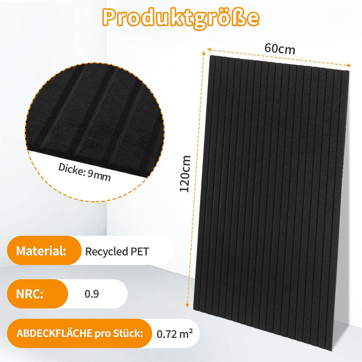 8.64㎡ Akustikpaneele 120x60 cm 12er Selbstklebend Akustikplatten Schallschutzplatten für Homeoffice