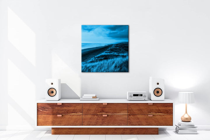 deyoli Neuseeland Küste Format: 70x70 Effekt: Monocrome Blau als Leinwand, Motiv fertig gerahmt auf