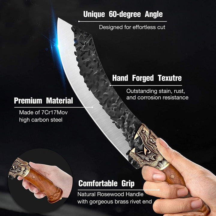 Ausbeinmesser kochmesser Hackmesser mit Lederhülle Fleischermesser Küchenmesser Outdoor-Messer für K