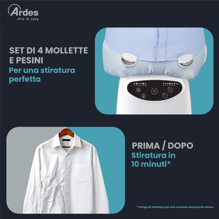 Ardes ARMST02D Automatischer Hemdenbügel BLOWY D Bügelpuppe zum Trocknen und Bügeln von T-Shirts, Bl