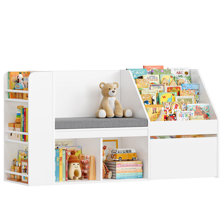 HOCSOK Kinderregal, Bücherregal Kinder mit Boxen auf Rollen, Spielzeugregal Kinderregal Aufbewahrung