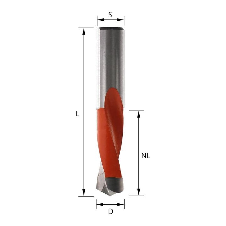 ENT 22791 Dübelbohrer HW, Schaft (S) 10 mm, Durchmesser (D) 6 mm, NL 35 mm, SL 30 mm, L 70 mm, Links