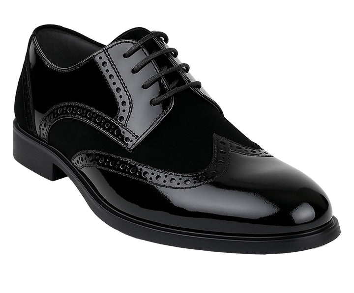 SIRRI Festliche Wildleder Brogue Lackschuhe Schnürschuhe für Jungen 22 EU Schwarz, 22 EU Schwarz