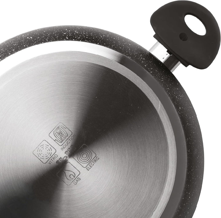 IBILI - Bratpfanne mit 2 Henkeln Natura, 28 cm, Aluminium, Anti-Haft-Beschichtung im Stein-Stil, gee