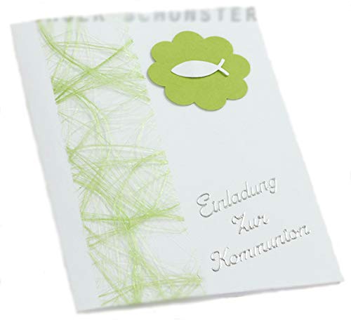 10 x Einladung Einladungskarte Kommunion Einladungen KK018 (hellgrün), Hellgrün
