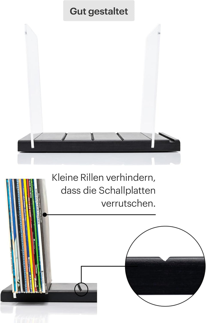 Schallplattenständer - Ein Plattenhalter im minimalistischen Design - 50 LP Kapazität - mit einer vo