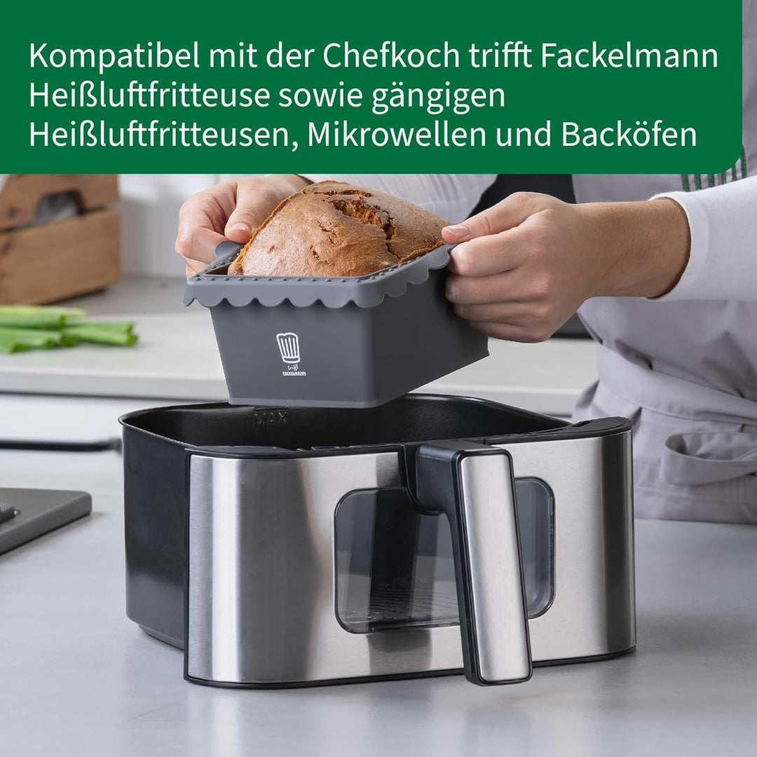 Chefkoch trifft Fackelmann Mini-Kastenform für Heissluftfritteuse und Backofen – Ideal für Brot und