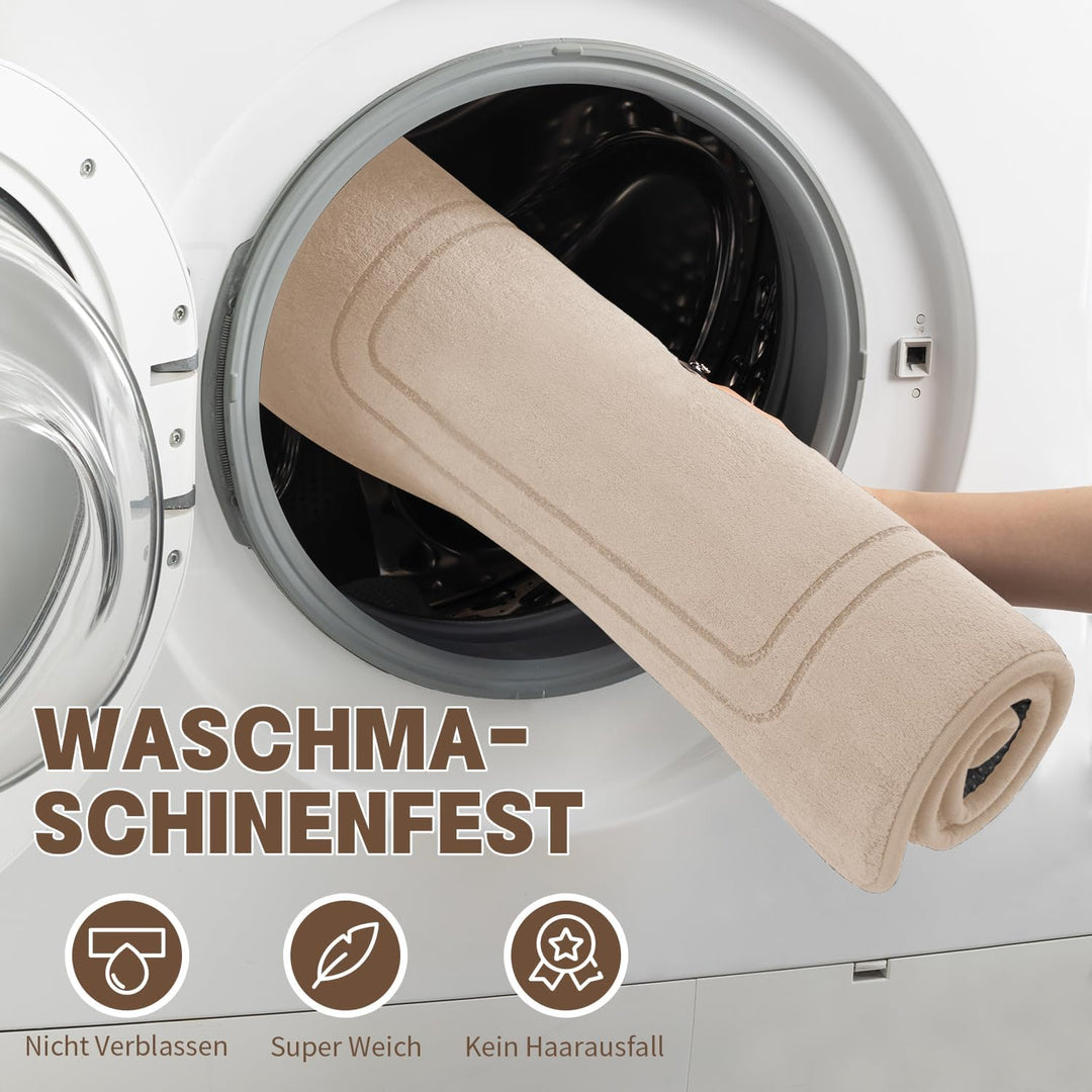 chakme Badezimmerteppich Set 3 Teilig, Weiche Memory-Schaum Badematte und U Förmige wc Vorleger, Bad