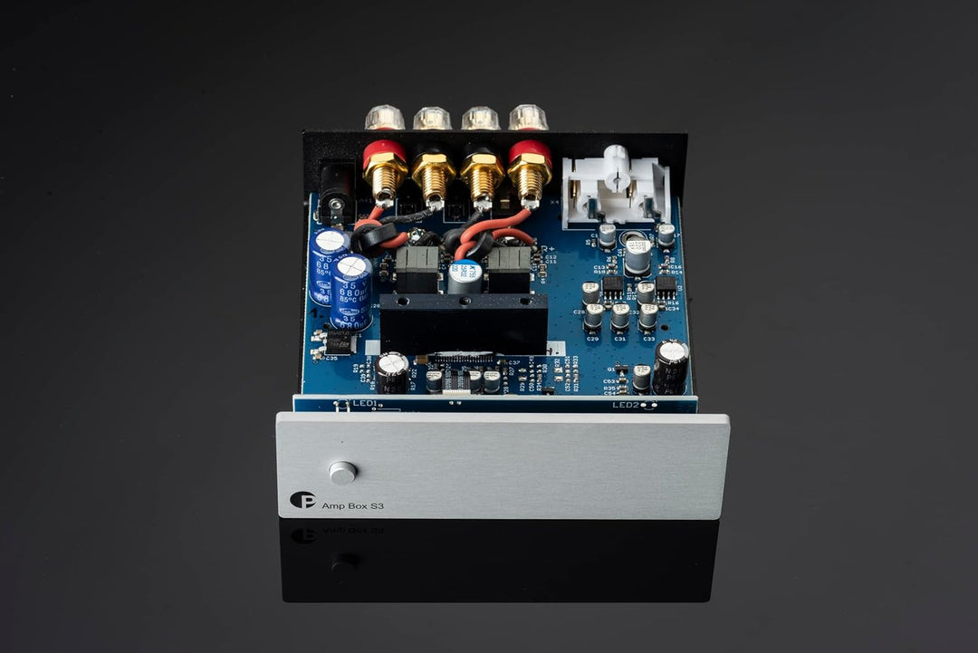 Pro-Ject Amp Box S3, Mikro-audiophiler Stereo-Endverstärker mit 2 x 50 W, Triggeranschluss, Schwarz