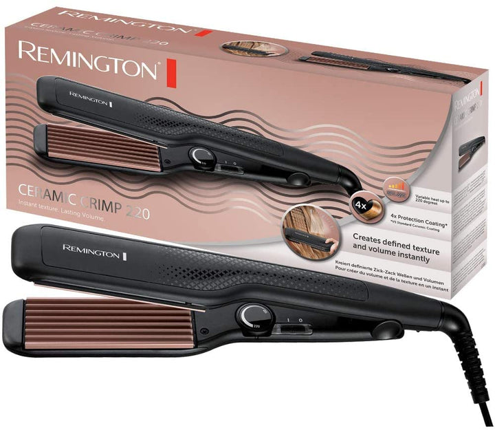 Remington Kreppeisen - Zick-Zack Wellen &amp; Volumen (37mm Stylingplatten, 150-220°C für feines &amp; dicke