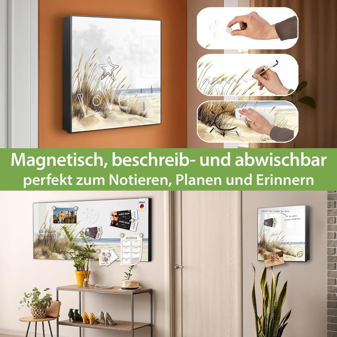 banjado Grosser Schlüsselkasten Glas - Schlüsselbox 30x30cm mit 50 Haken - Schlüsselkasten modern fü