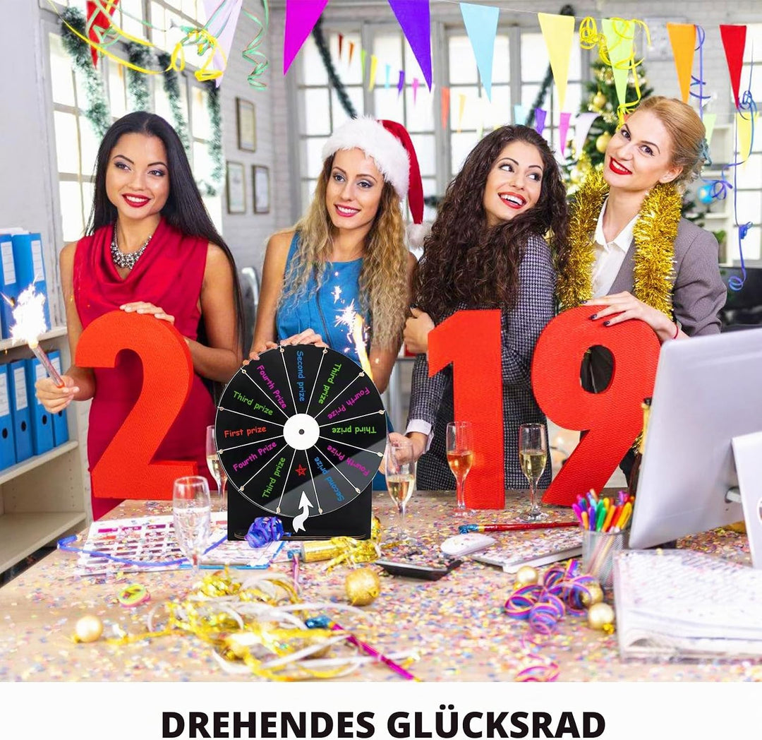 Grosses Glücksrad Set, 30cm Glücksrad Zum Drehen Mit Ständer Und Markierstift, Glücksrads Zum Selbst