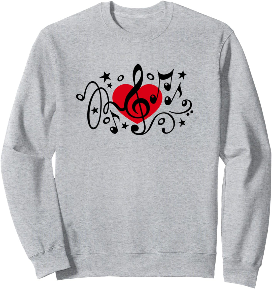 Musik Herz Notenschlüssel Noten Bass Sound Party Chor Tanzen Sweatshirt