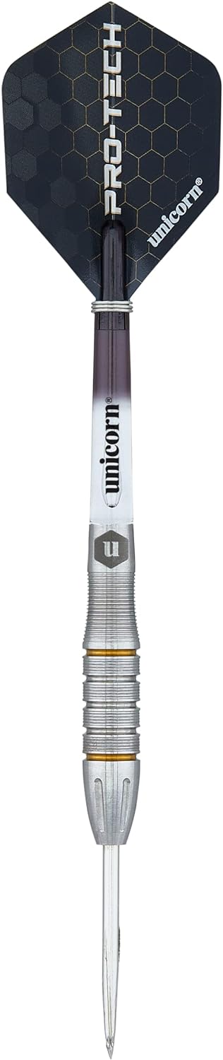 Unicorn Dartpfeile Set | Pro-Tech Style | 90% natürliche Wolfram Barrels mit goldenen Akzenten &amp; Vol