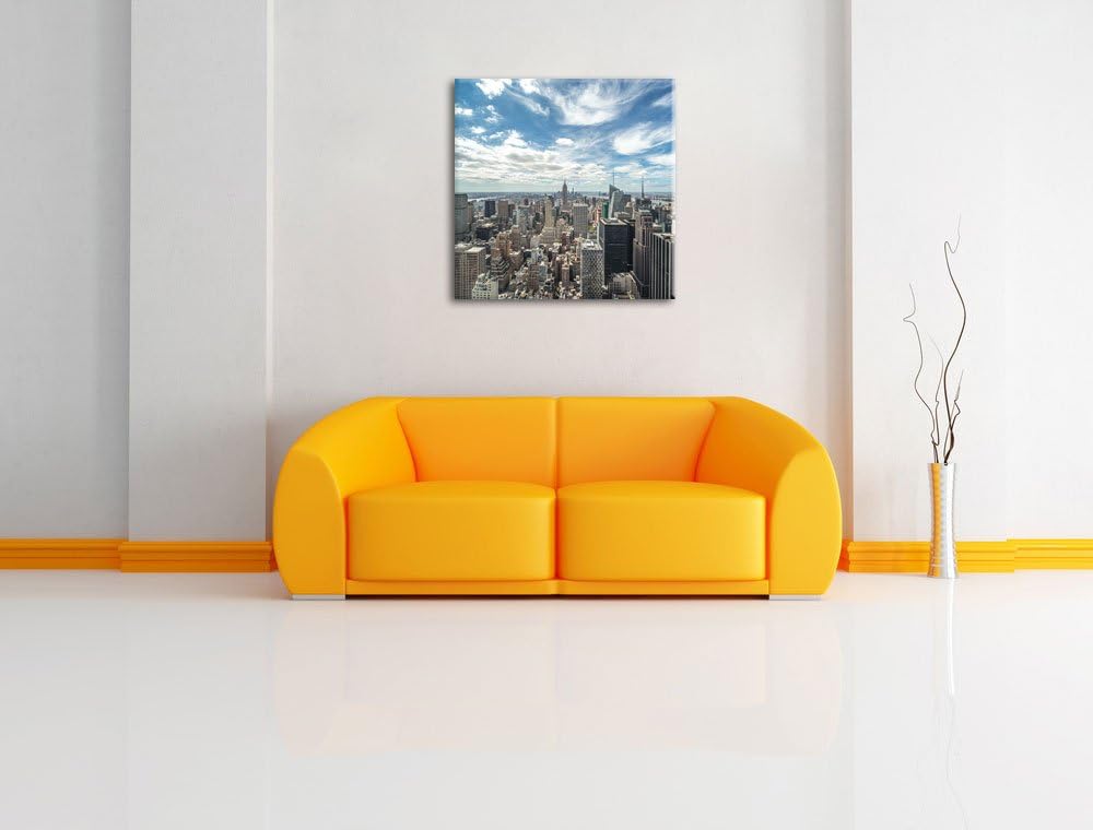 New York Skyline, Format: 70x70 auf Leinwand, XXL riesige Bilder fertig gerahmt mit Keilrahmen, Kuns