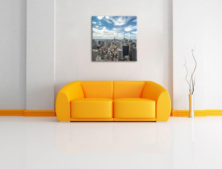 New York Skyline, Format: 70x70 auf Leinwand, XXL riesige Bilder fertig gerahmt mit Keilrahmen, Kuns