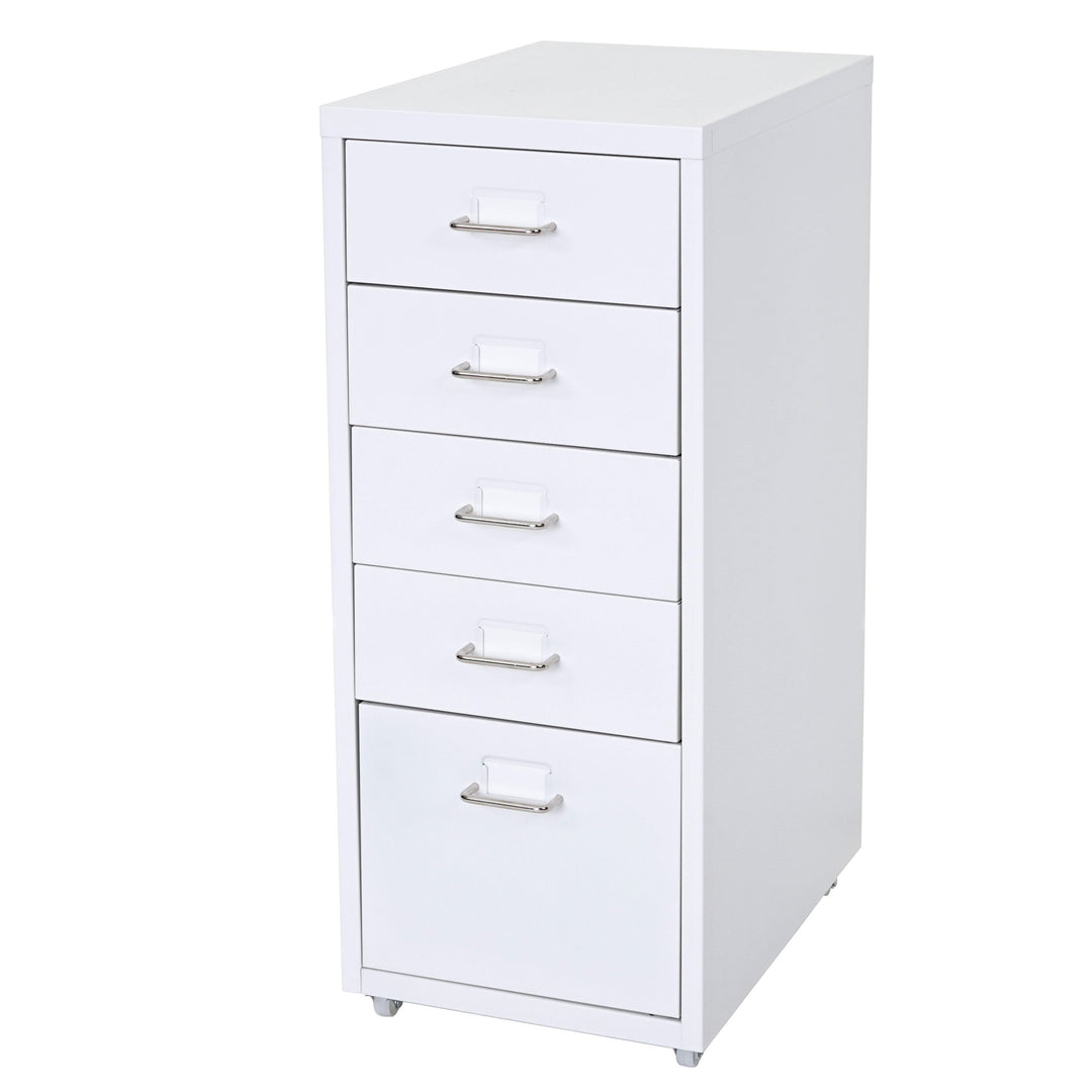 PROREGAL Rollcontainer Housten HxBxT 69x28x41cm 5 Schubladen Weiss Schubladenschrank Stahlschrank 5