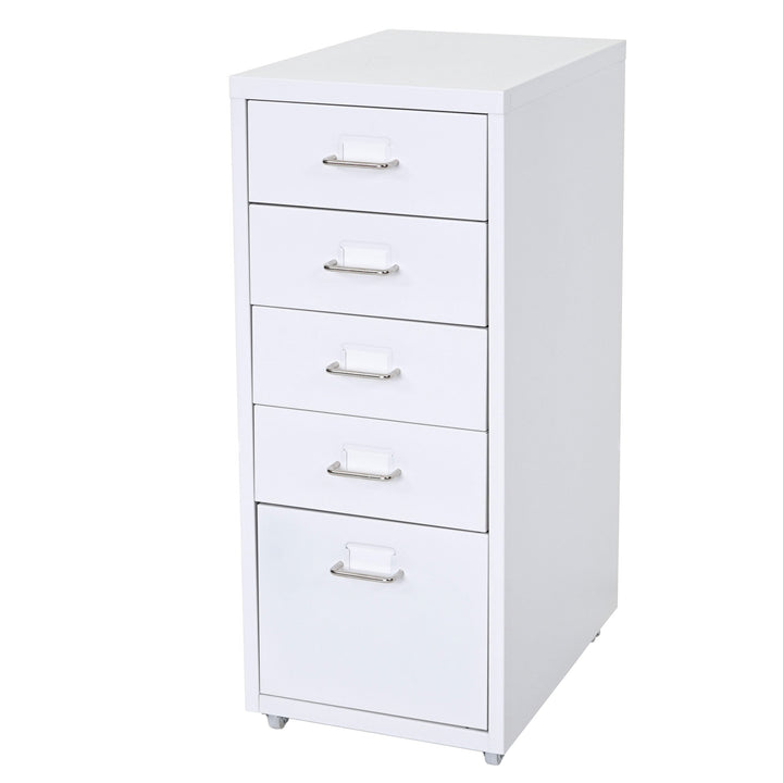 PROREGAL Rollcontainer Housten HxBxT 69x28x41cm 5 Schubladen Weiss Schubladenschrank Stahlschrank 5