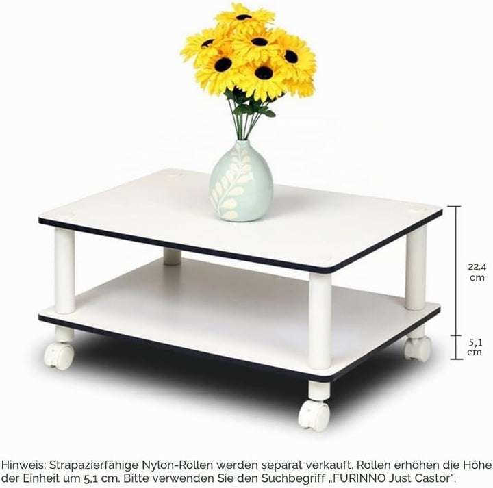 Furinno Just 2-Tier No Tools Fernsehstand, TV-Ständer, Couchtisch, Weiss, 59.9 (Breite) x 22.4 (Höhe