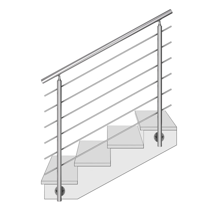 Treppengeländer Balkongeländer Edelstahl V2A Relinggeländer Bausatz vorgesetzt (100 cm, 6 Querstrebe