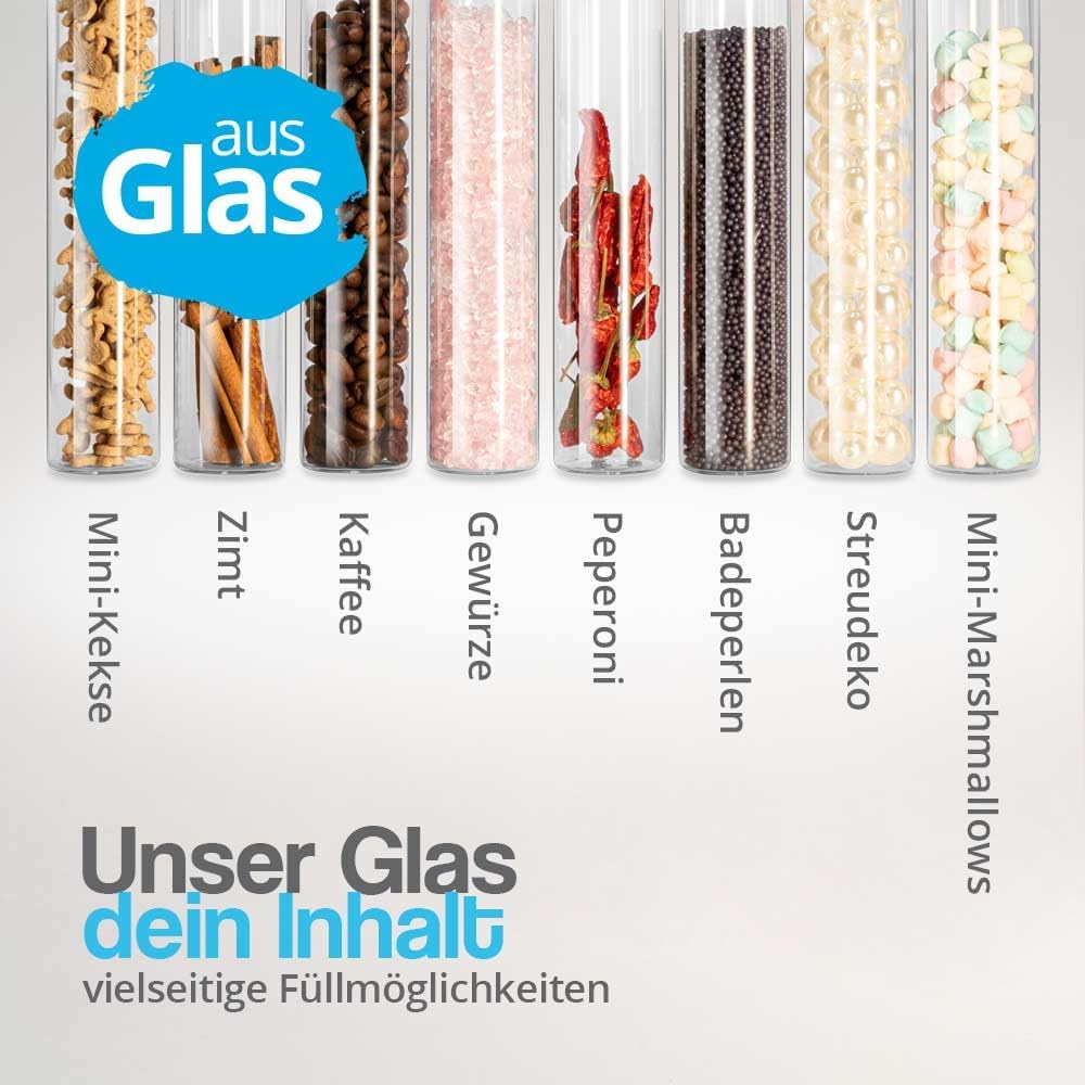 Tuuters 25 Stück Glas Gewürzgläser mit Korken Verschluss (70 x Ø30mm) | Kleine Glasfläschchen mit Na