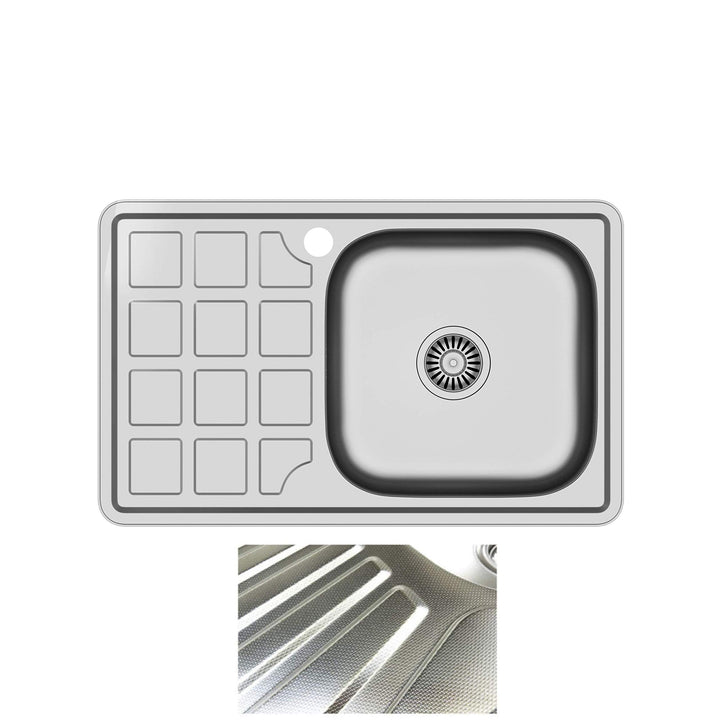 VBChome Einbauspüle 78x48 Leinenstruktur ab 50er Unterschrank Edelstahl Küchenspüle Spüle Ablagefläc