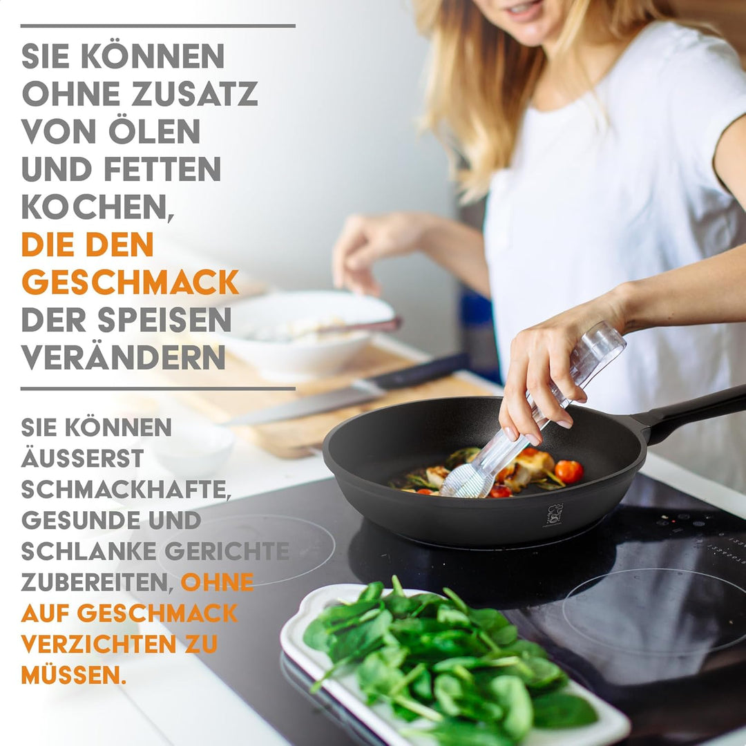 Stone&Stone Tiefe Pfanne 28 cm (7,5 cm hoch) | Hochrandpfanne Induktionspfanne | Deutsche GREBLON C3
