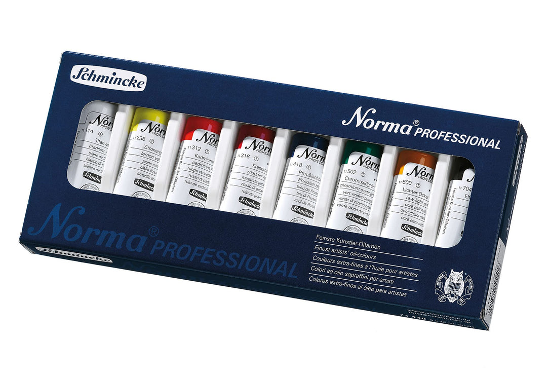 Schmincke - Norma, Ölfarben Grundsortiment, 8 x 35 ml feinste Künstler-Farben, 71 110 097, Kartonset