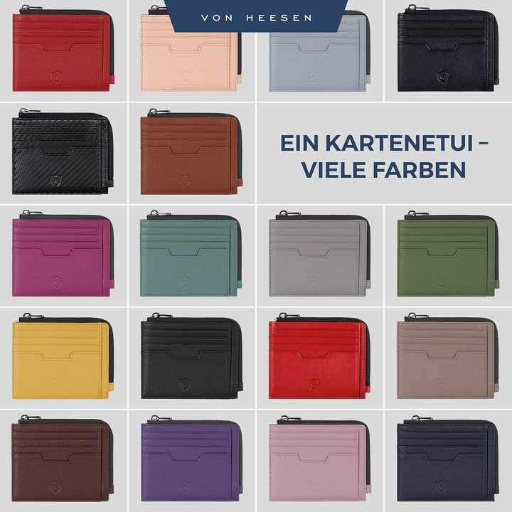 VON HEESEN Leder Kartenetui Geldbörse Herren & Damen Kreditkartenetui (Medium, Grün) Grün 02, Grün 0
