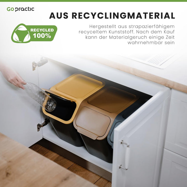 6-er Mülleimer-Set Küche Mülltrennsystem 5x Mülleimer 25l mit Deckel 1x Kleiner Abfalleimer Biomüll-