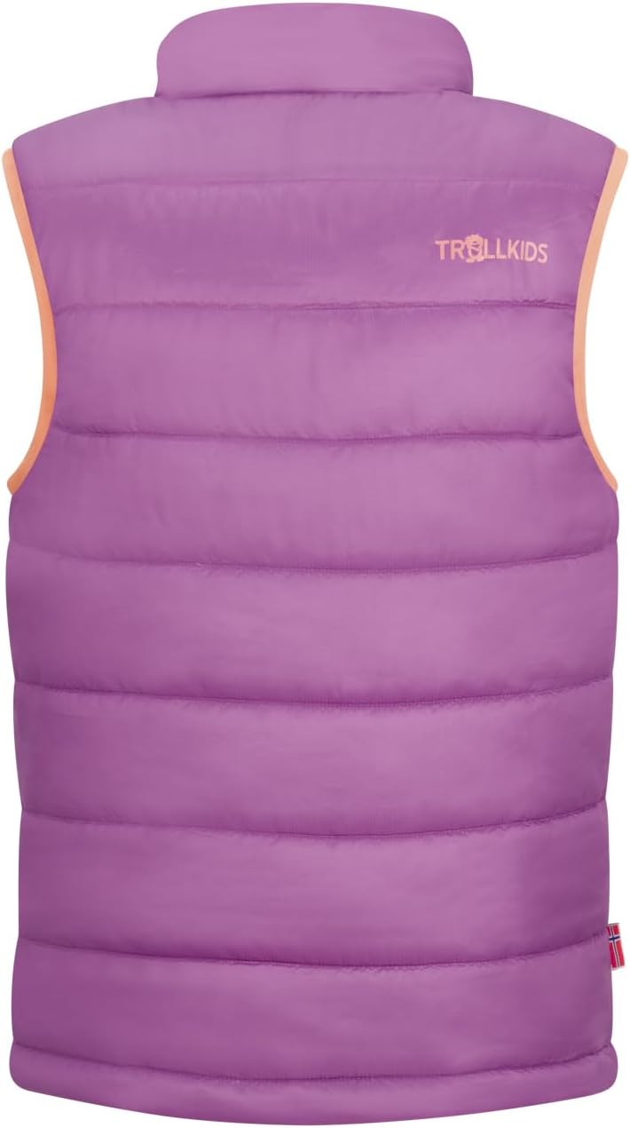 Trollkids Kinder wasserdichte gefütterte Polyfiber-Jacke Trondheim 164 Malvenpink/Papayaorange, 164