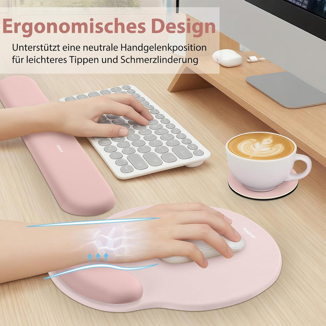 Mauspad &amp; Tastatur Handballenauflage, 3-in-1 Ergonomisches Gel Memory Foam Mauspad mit Handgelenkstü