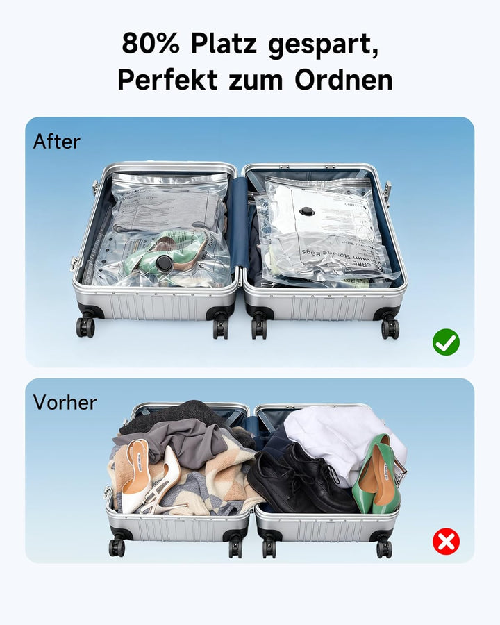 Vakuumbeutel für kleidung mit kabellose Vakuumpumpe, 16 Stück in 4 Grössen (60×50 cm / 60×40 cm / 50