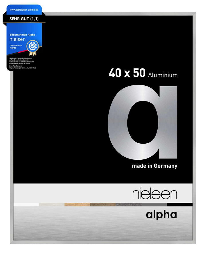nielsen Aluminium Bilderrahmen Alpha, 40x50 cm, Silber Matt Silber Matt 40 x 50 cm, Silber Matt 40 x