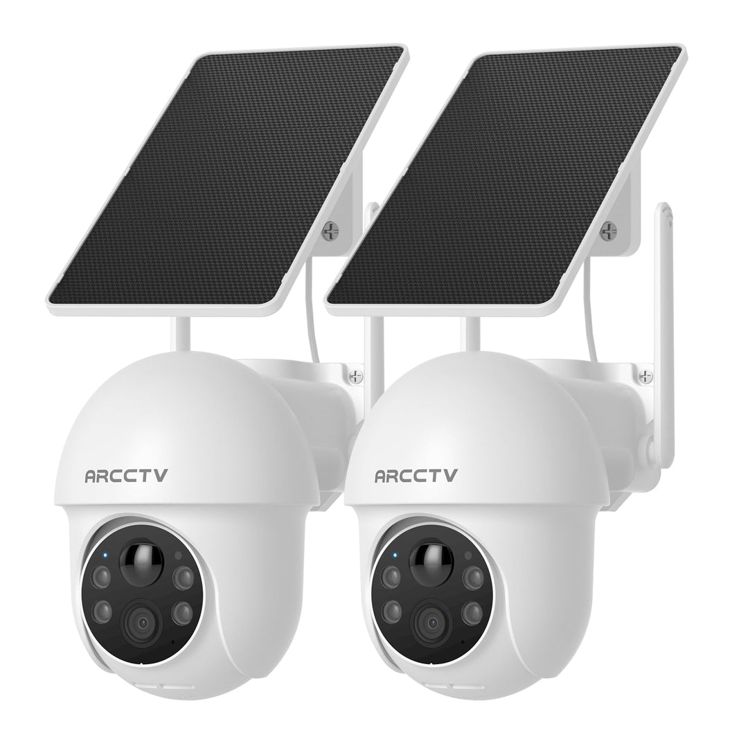 ARCCTV 4MP Solar Überwachungskamera Aussen, Aussenkamera Kabellos Akku, 2,4/5GHz-WLAN, Alarm Bei Per