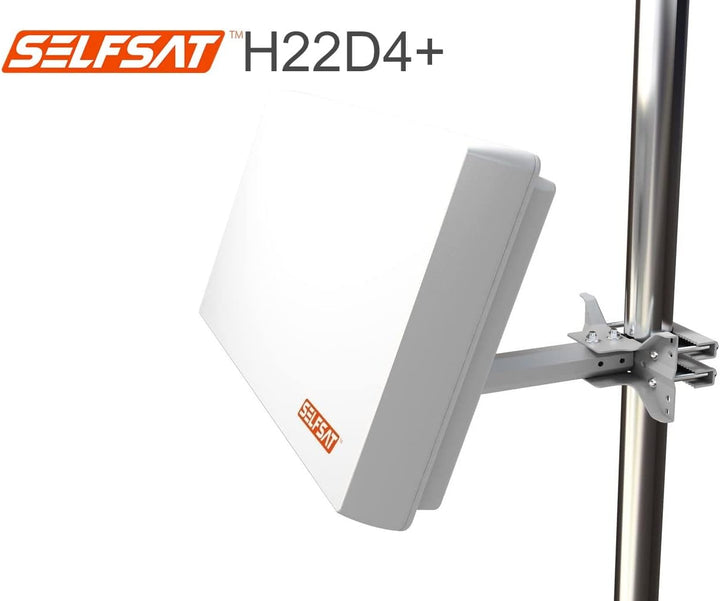 Selfsat H22D4+ 4 TV Teilnehmer SAT Flachantenne Flat + Profi Fensterdurchführung + Kabel Full HD 4K