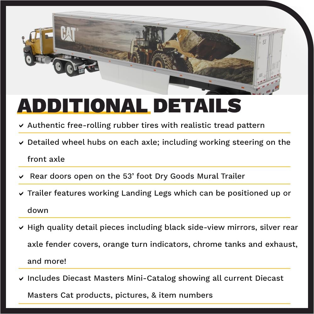Diecast Masters 85666c - Cat CT660 mit Cat Mural Trailers, Massstab 1:50, ab 14 Jahren, in Displayfe