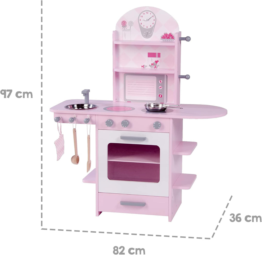 roba Spielküche, rosa, Kinderküche mit Herd, Spüle, Wasserhahn &amp; Regal inkl. Zubehör, Rosa