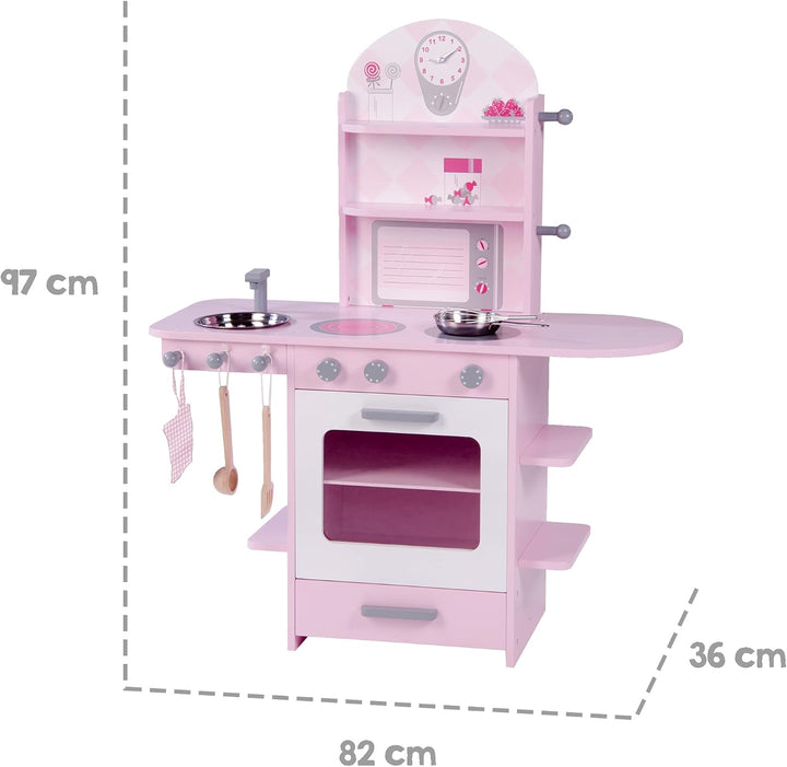 roba Spielküche, rosa, Kinderküche mit Herd, Spüle, Wasserhahn &amp; Regal inkl. Zubehör, Rosa